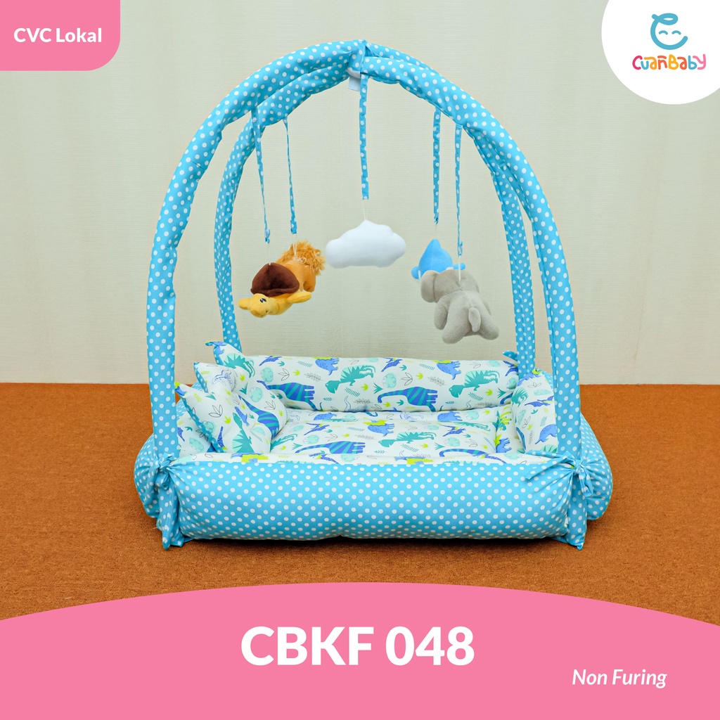 Kasur Bayi Playfun Kelambu Motif Dino Time White X Polka Tosca Perlengkapan Tidur Bayi CBKF ONLY NON-1