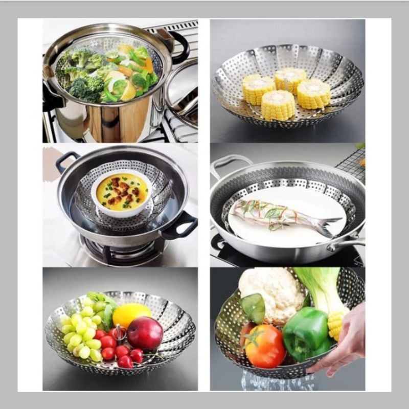 ALAT KUKUS STAINLESS STEAMER FLEXIBLE KUKUSAN BUNGA TIRISAN BUAH SAYUR