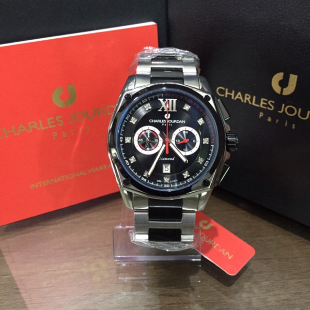 JAM TANGAN PRIA CHARLES JOURDAN CJ1011-1333 BLACK SILVER ORIGINAL