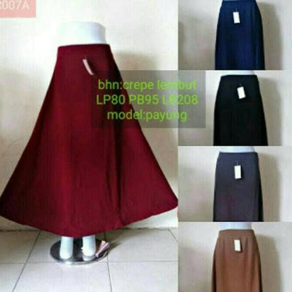 ROK MAYUNG JUMBO WAFEL PANJANG WANITA - rok lebar klok A flare skirt crepe tebal