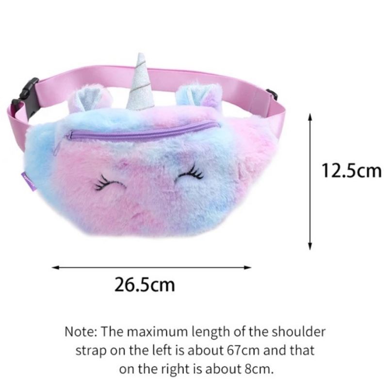 tas pinggang anak/waist bag/tas selempang unicorn kuda pony bulu import UK 26,5cm x 12,5cm TK SD