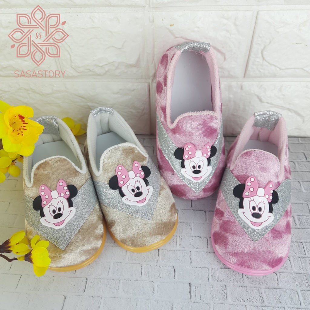 SEPATU PESTA ANAK PEREMPUAN ISABELA MICKEY MOUSE 1-3 TAHUN SOL BUNYI CA36