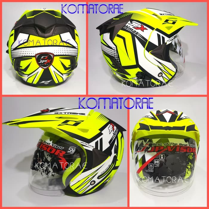 HELM JPX SUPERMOTO NMAX YELLOW FLUO DOFF DOUBLE VISOR HALF FACE