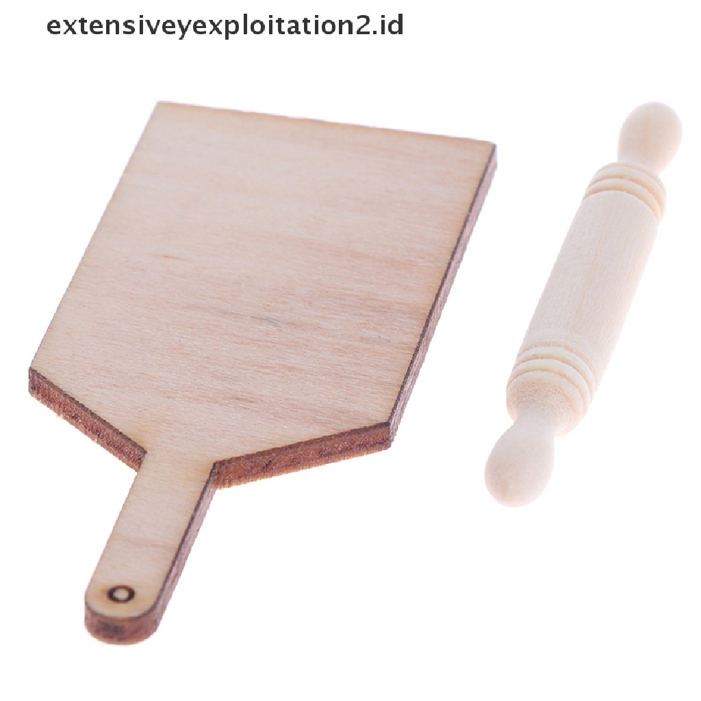 (Hotter) Mainan Miniatur Talenan + Rolling Pin Skala 1: 12 Untuk Aksesoris Dapur Rumah Boneka