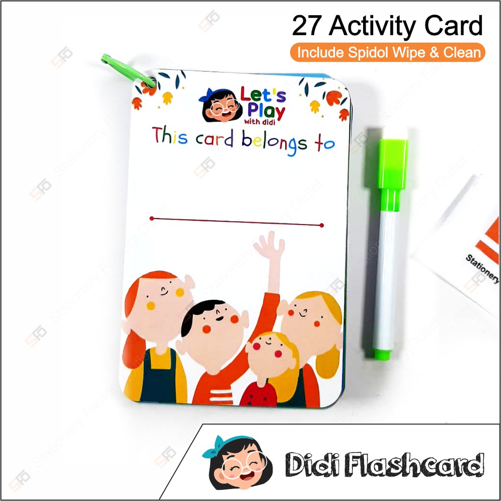 

Wipe & Clean Activity Card - Lets Play with Didi Busy Book Flashcard