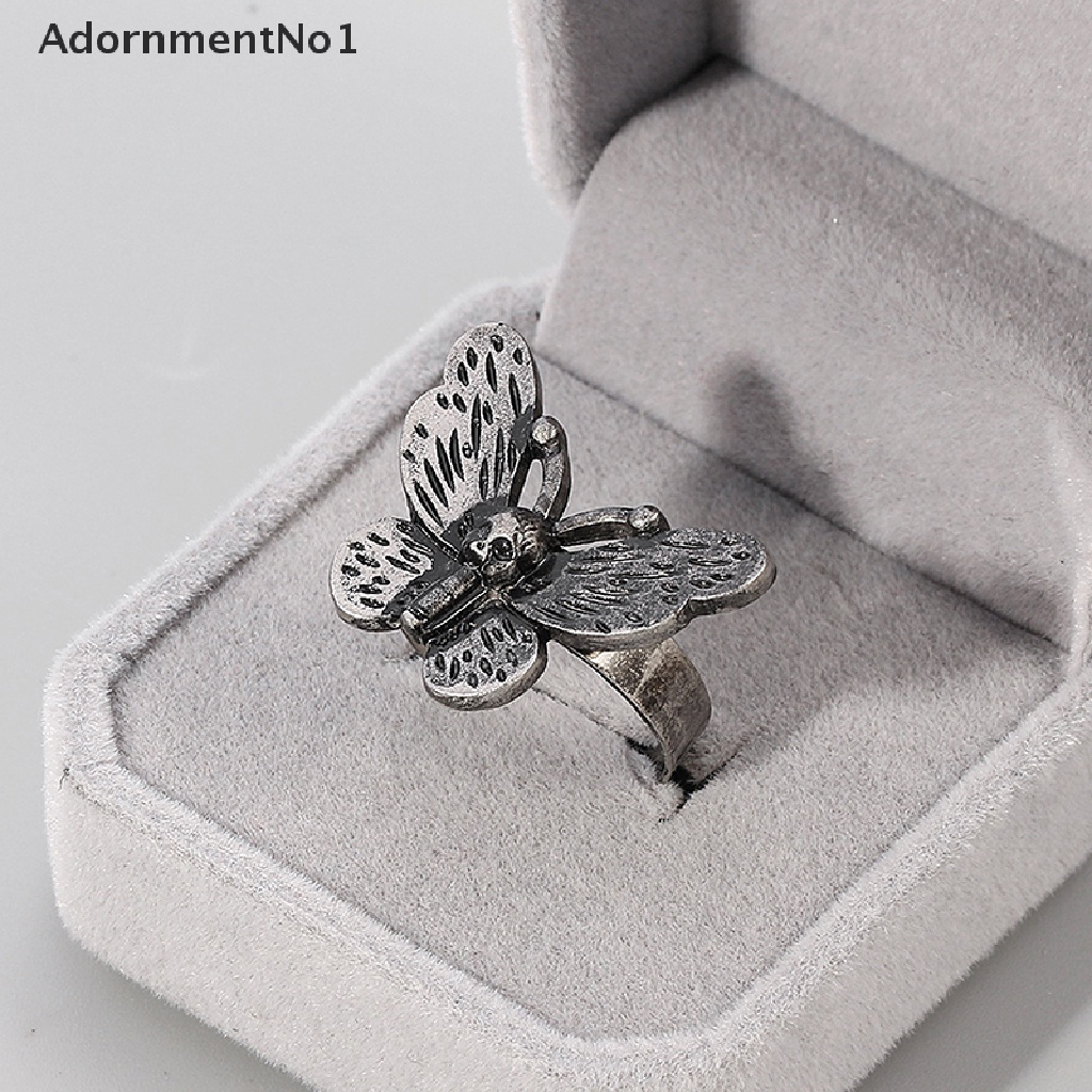 (AdornmentNo1) Cincin Adjustable Gaya Punk Gothic Motif Tengkorak / Kelinci / Kupu-Kupu Untuk Perhiasan Wanita