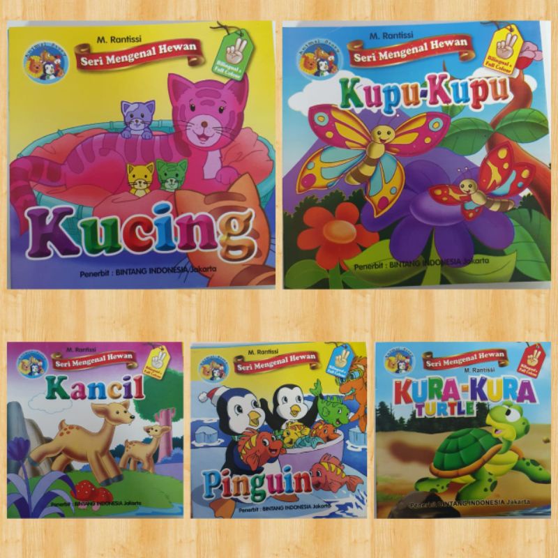 cerita anak bergambar SERI MENGENAL HEWAN bilingual full colour (seri 5 buku)