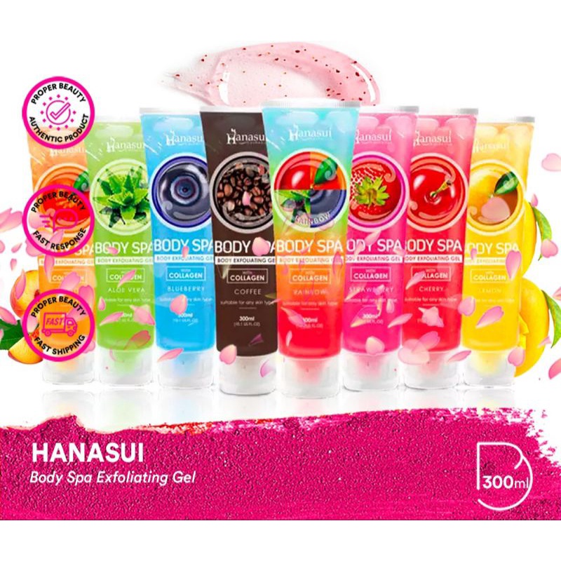 HANASUI Body Spa Exfoliating Gel Indonesia / Gentle Cleanser Power Essence Toner Serum Day Night Cream Spot Gel