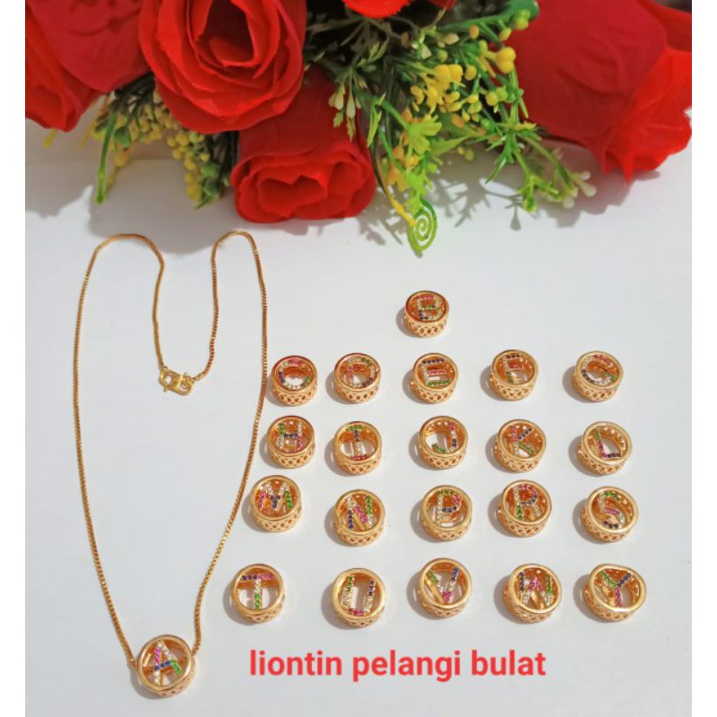 Kalung plus Liontin Bulat Huruf Pelangi Xuping (COD)