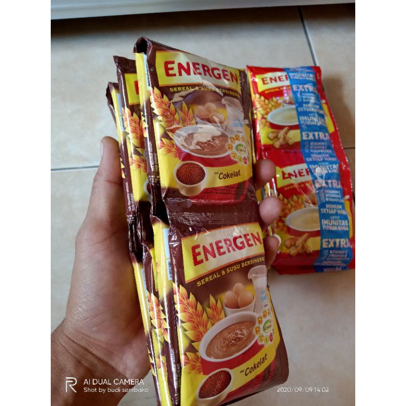 

Energen rasa coklat vanilla jahe rentengan