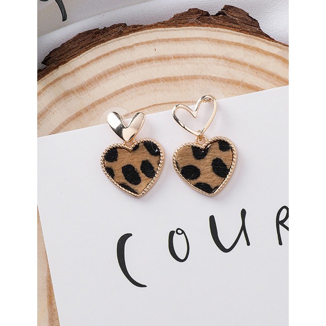 LRC Anting Tusuk Fashion 925 Silver Needle Hollow Metal Asymmetrical Leopard Love Earrings D42733