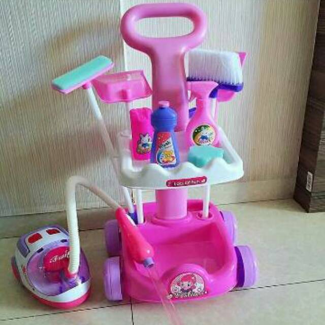 Mainan anak Cleaning set trolley with vacum cleaner | Shopee Indonesia