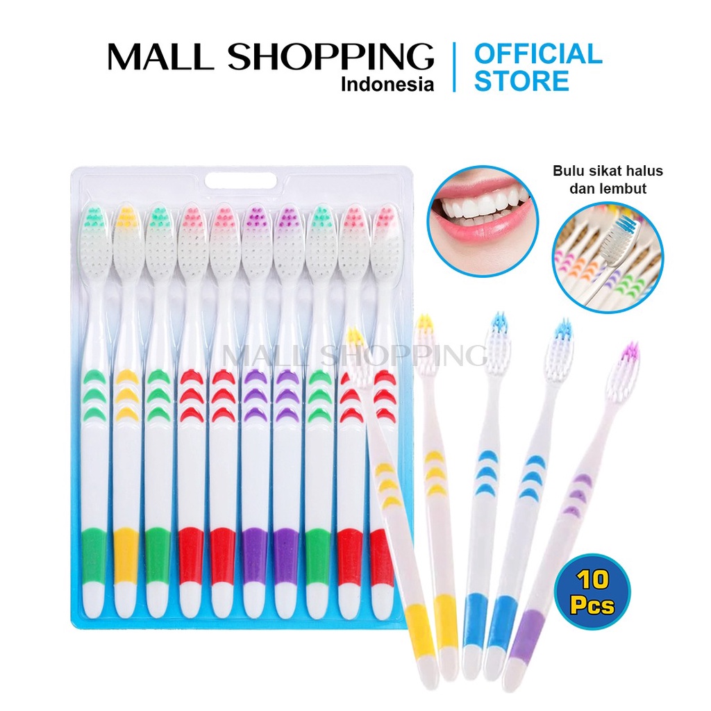 (COD) Sikat Gigi 1 Set isi 10pcs Sepaket 1 Pack Tootbrush MALL SHOPPING