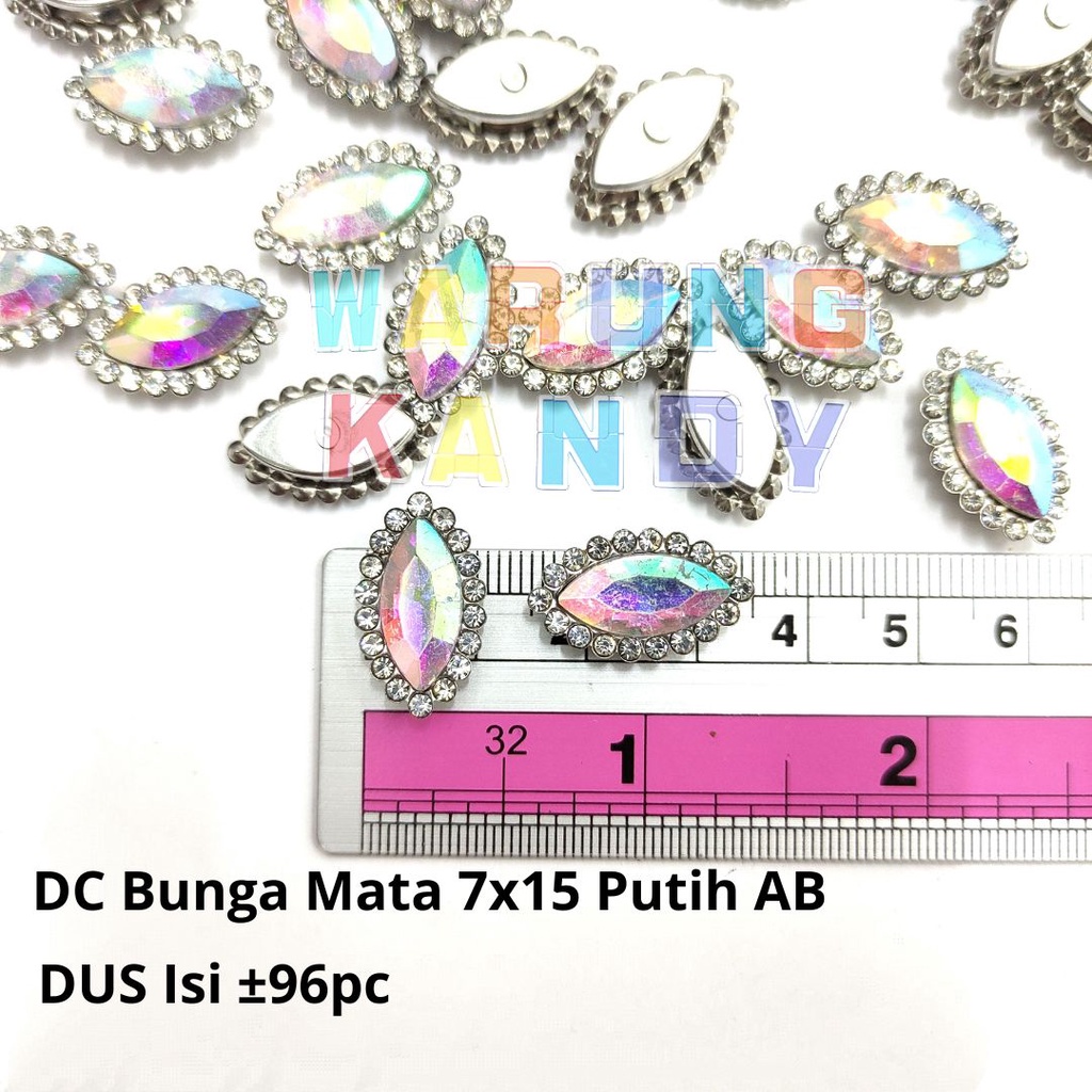 Diamon Cangkang Bunga Mata 7x15 Putih AB GRADE A BKS 200 Pc