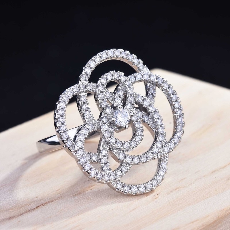 High-End Personality Camellia Modeling 925 Silver Ring