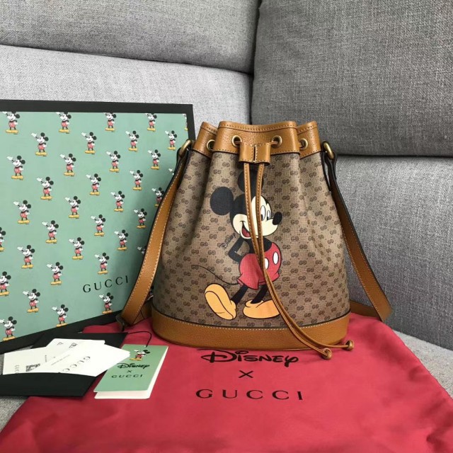Tas Gucci X Disney Bucket Mickey Small COKLAT MUDA Super Mirror 602691
