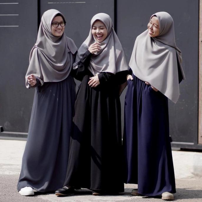 Gamis Ayumi Hitam, Navy, Dark Grey Polos Hijab Alila Terbaru Supplier