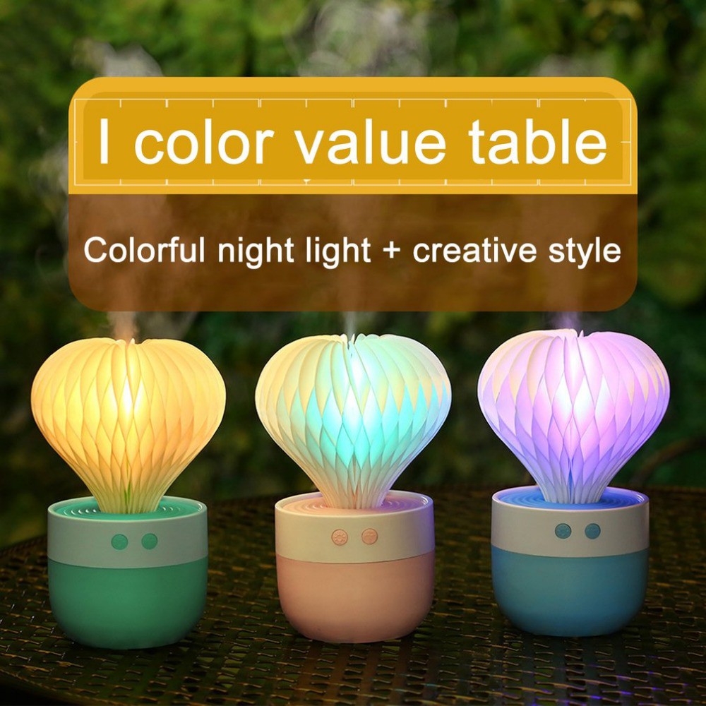 Humidifier Colorful Cactus Ball USB Mini Air Diffuser LED Night