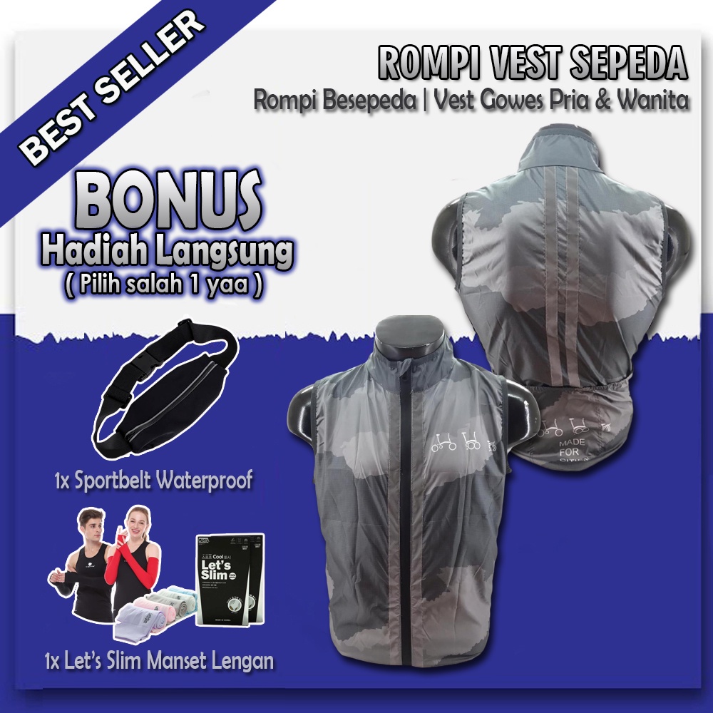 Rompi Vest Jersey Sepeda Lipat Windbreaker Unisex Vest Gowes Reltektif