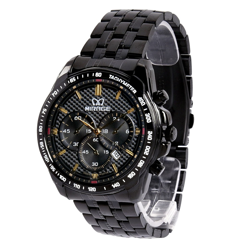 MIRAGE SPORT BLACK ORIGINAL JAM TANGAN PRIA 8535M Hitam pH