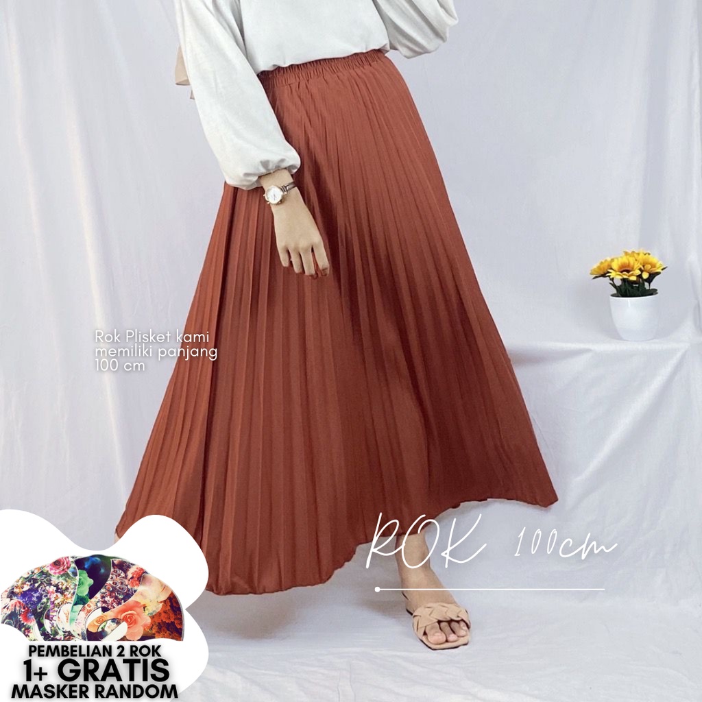ROK PLISKET PREMIUM 100cm terbaru /ROK PLISKET WARNA (TERIMUT-TERBARU)