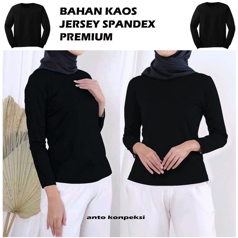 Baju Manset Kaos Wanita - Inner Kaos Manset Lengan Panjang - Manset Hijab Lengan Panjang