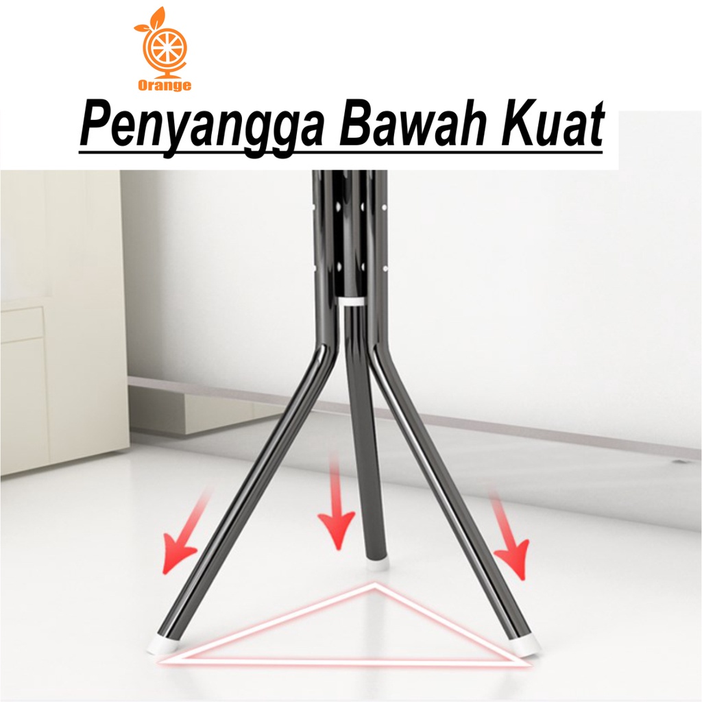 Stand Hanger Gantungan Baju Gantungan Tas dan Topi Coat Rack Bahan Pipa Baja Kuat &amp; Praktis
