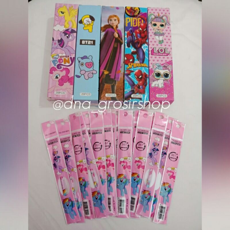 

(20 Pcs) Isi Pulpen Gel Karakter / Refill Pulpen Gel Murah