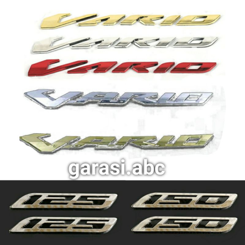 Emblem Badge Body Honda Vario Timbul 3D Sticker Tulisan Stiker Logo Krom Chrome Gold Emas Hitam Merah 3 D Dimensi 110 125 150 Techno Tekno