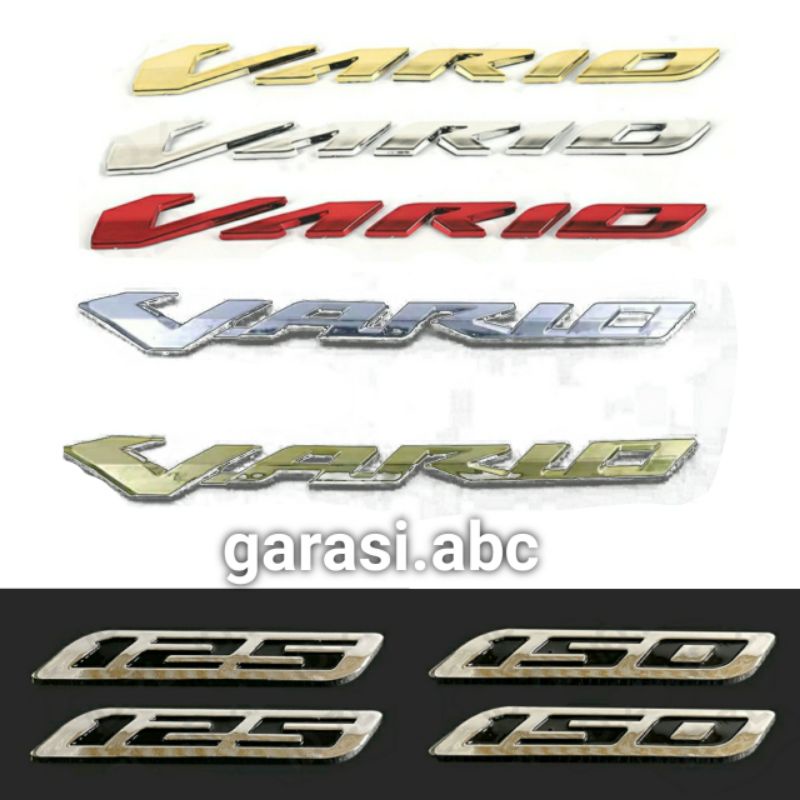 Emblem Badge Body Honda Vario Timbul 3D Sticker Tulisan Stiker Logo Krom Chrome Gold Emas Hitam Merah 3 D Dimensi 110 125 150 Techno Tekno