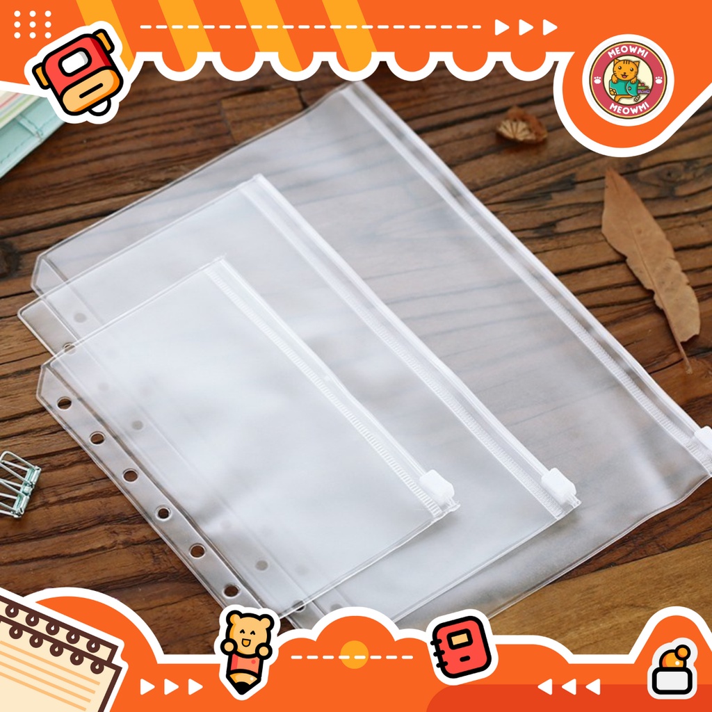 

Zipper Pocket Binder Divider A5 A6 Transparan Multiring Binder FMP0049