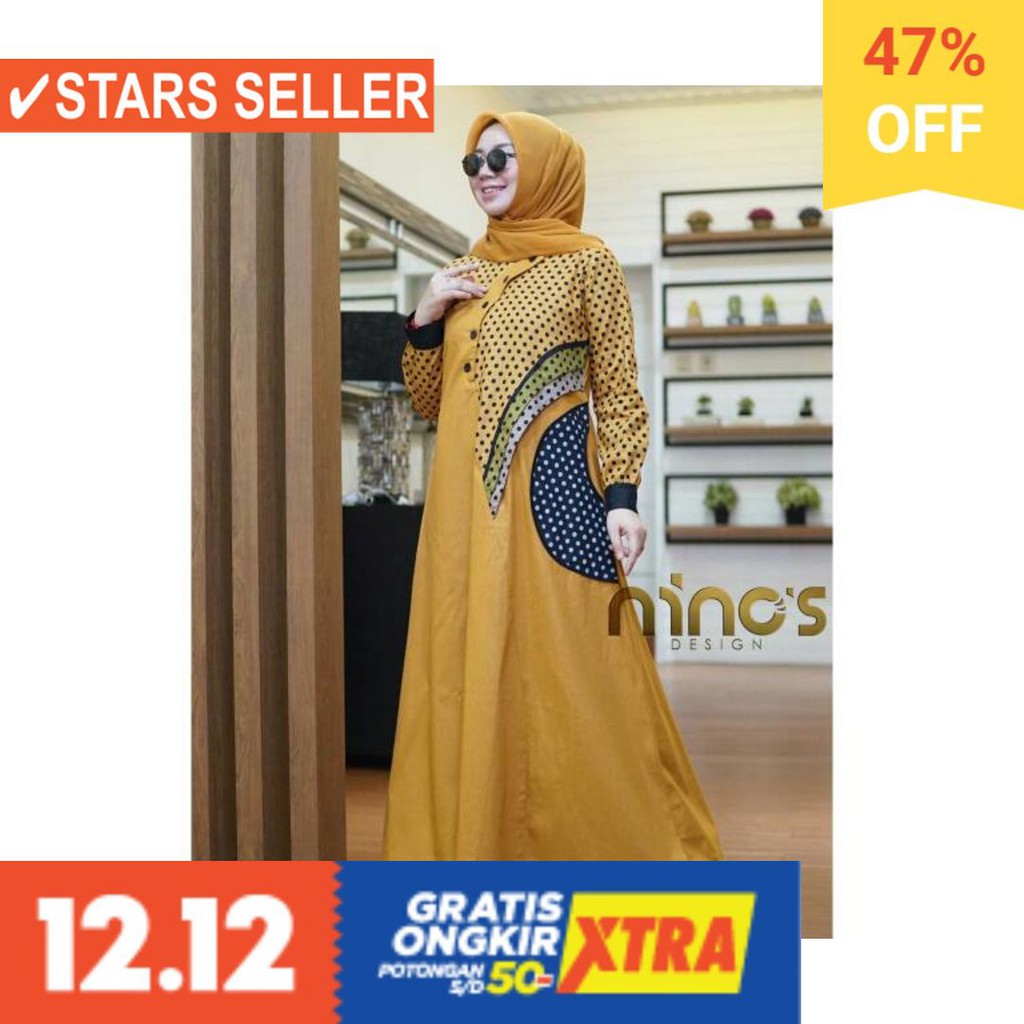 BAJU LEBARAN PAKAIAN MUSLIMAH SYARI BERGO BALOTELI / Gamis GM 477 by NINOS