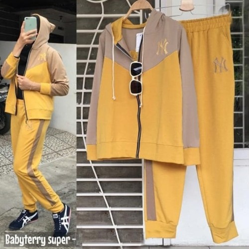 chm Set Giska NY training blouse celana setelan pakaian wanita