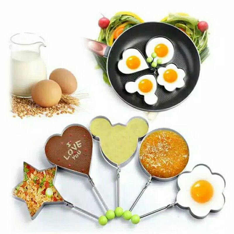 ⭐ Jendela Kosmetik ⭐Cetakan Telur Goreng Ceplok Panggang Bentuk Unik Lucu Karakter Stainless-jk