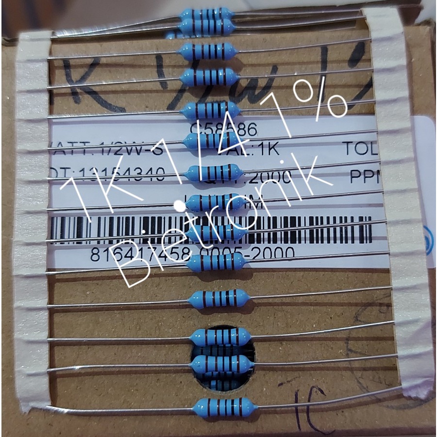 Resistor 1K 1% 1/2W MF Taiwan