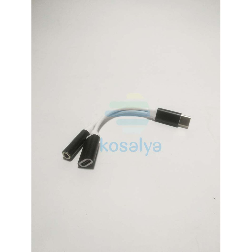 SPLITTER TYPE-C to AUDIO & CHARGER - ADAPTER 2in1 SPLITTER TYPE-C KE JACK AUX 3.5mm & FEMALE TYPE-C