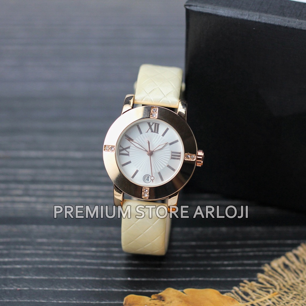 Grosiran Jam Tangan Wanita Psa Z14-3560 Analog Tali Kulit Motif Tanggal Aktif Body Bulat Original Garansi 6 Bulan Free Box Exclusive &amp; Baterai Cadangan (COD)