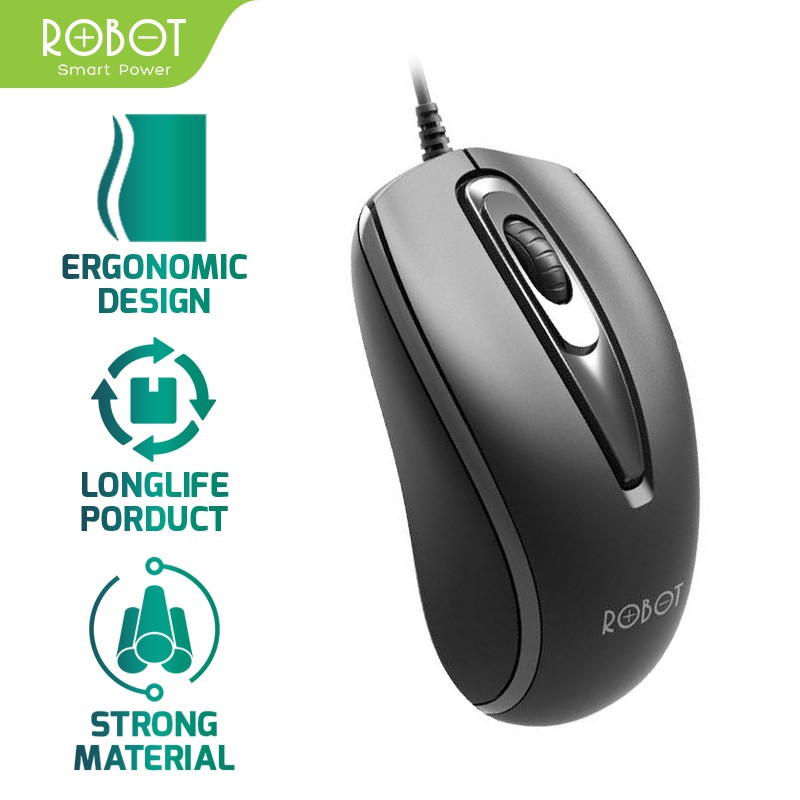 Mouse Wired ROBOT M110 M100 M 100 2.4GHz Optical 1600DPI dengan Receiver USB untuk PC Laptop Original Dpi