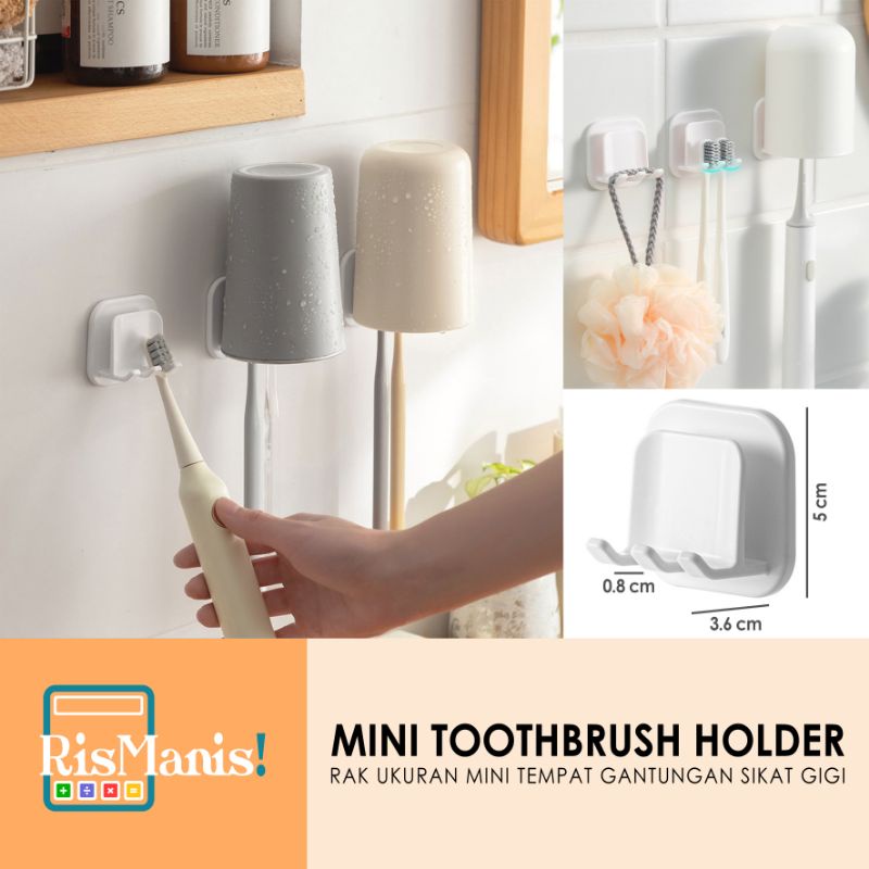 MINI TOOTHBRUSH HOLDER - Rak Kecil Tempat Gantungan Sikat Gigi Organizer Tempel Toilet Rapi Wastafel