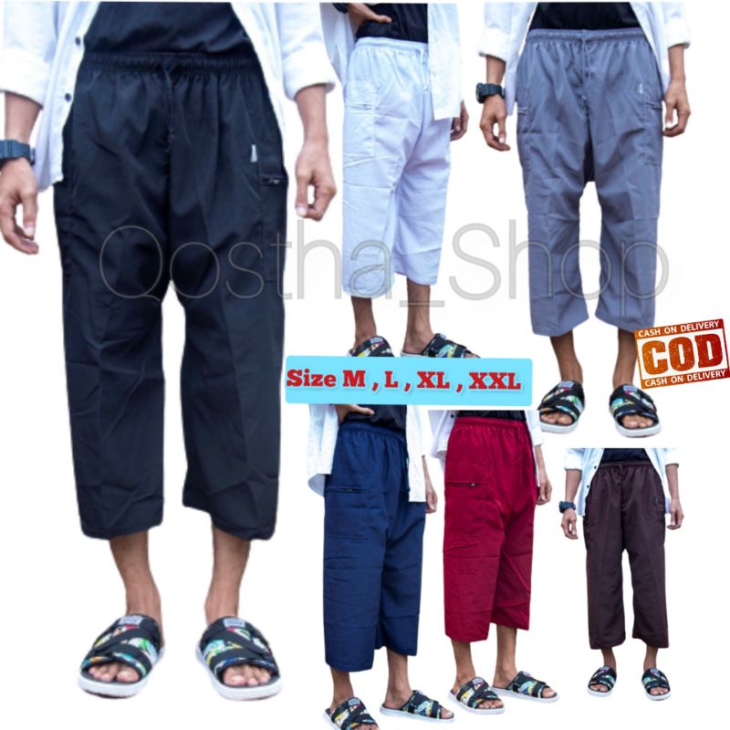 Celana Sirwal Pangsi Cargo Haji Umroh Sontog 3 4 3/4 Pria Dewasa