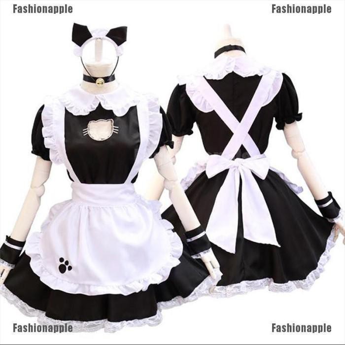 Rahma | Faid Lolita Apron Dress Cat Sexy Hollow Maid Cosplay Costume Girls Kekinian Terlaris