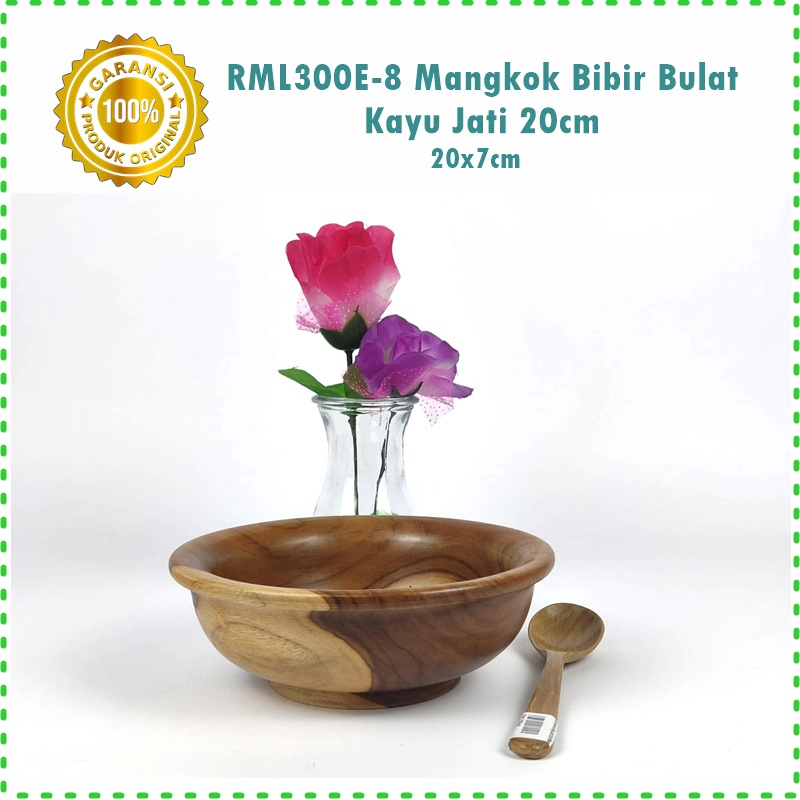 Mangkok Bibir Bulat Kayu Jati