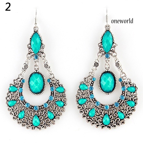 OW@ Fashion Women's Wedding Bridal Jewelry Hollow Rhinestone Waterdrop Dangle Earrings