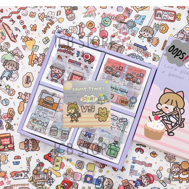 1 Lembar Stiker Aesthetic Tumblr Hp / Stiker Lucu Telado-GAME TIME PVC
