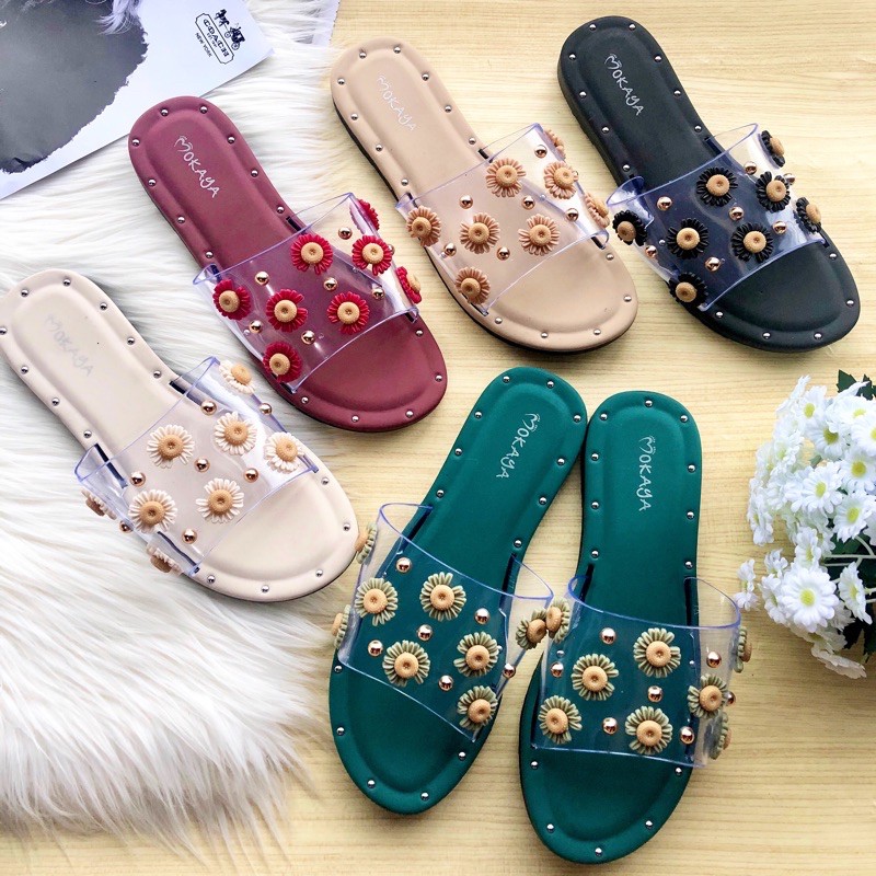 Sandal Slop Mika Bunga Daisy BEST SELLER Import Mokaya 9077