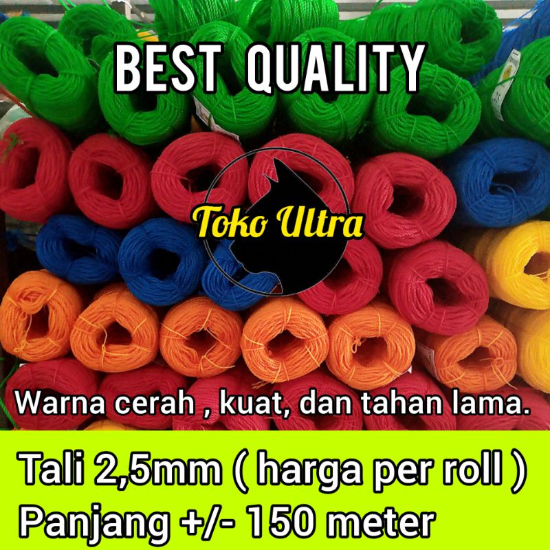 TALI 2,5MM BEST QUALITY / TALI RIS JARING / TALI WARNA WARNI / TALI PLASTIK KECIL / TALI JEMURAN / TALI KERAJINAN