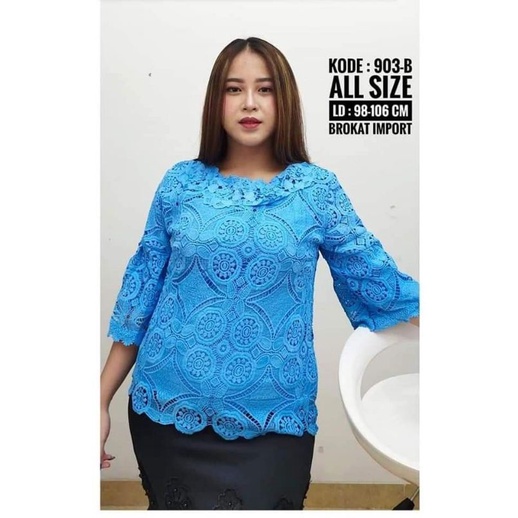 Atasan brokat viral import motif bunga cantik lengan terompet