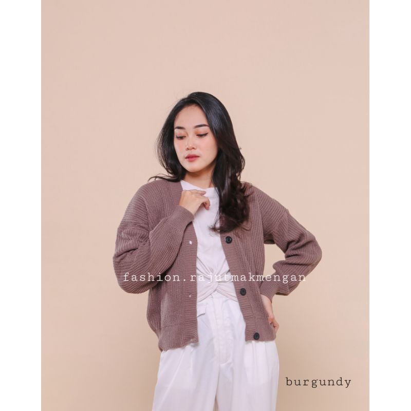 Eireen Premium Cardigan | Kardigan Premium Rajut Wanita | Olivia-Burgundy