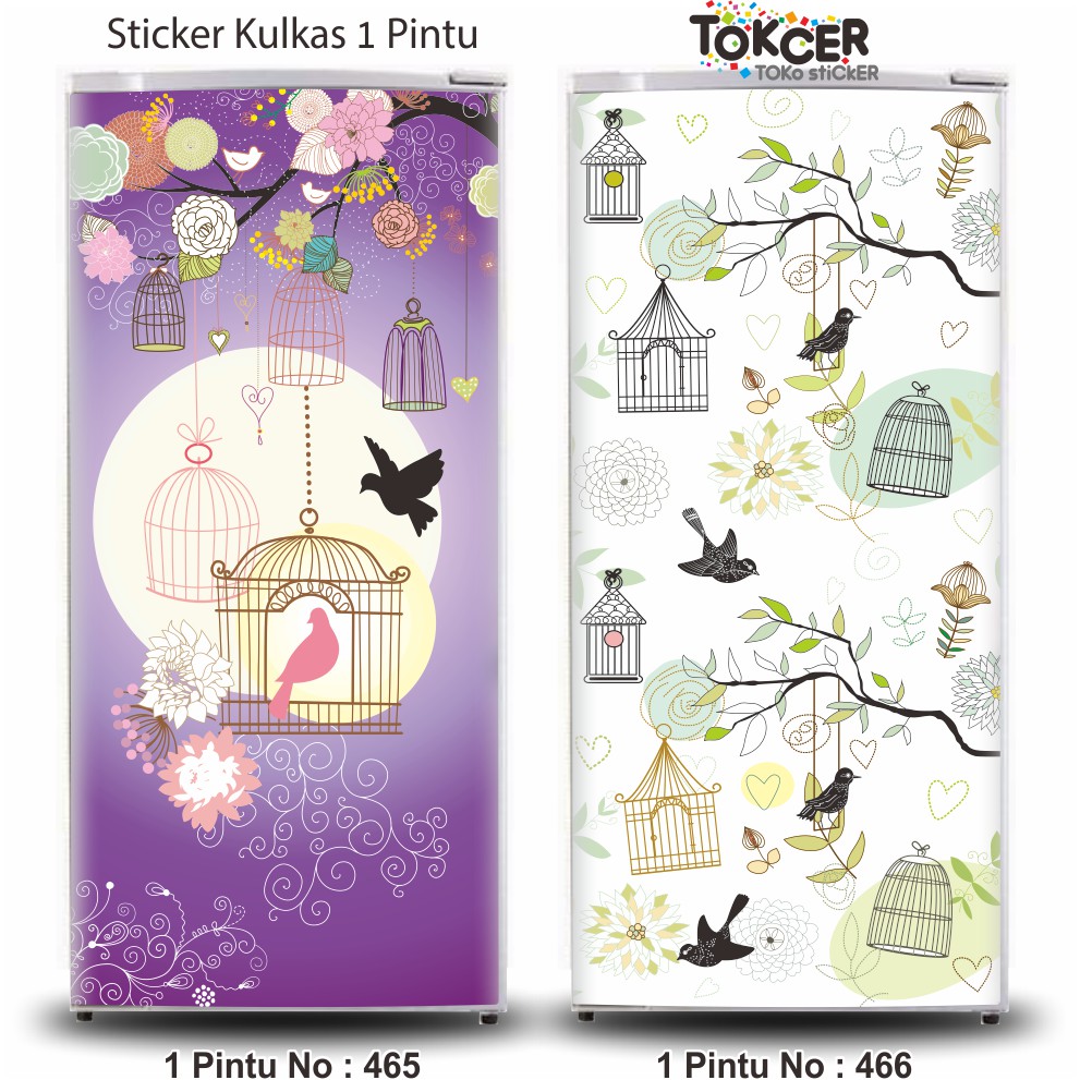 Stiker Kulkas 1 dan 2 Pintu BIRDCAGES