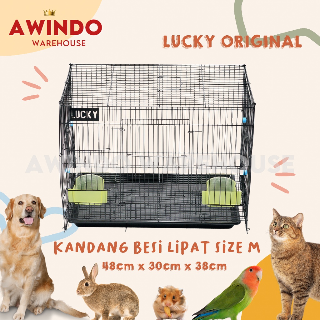 SANGKAR RUMAH KANDANG BESI LIPAT HEWAN PELIHARAAN KUCING ANJING BURUNG KELINCI TUPAI TIKUS ORIGINAL